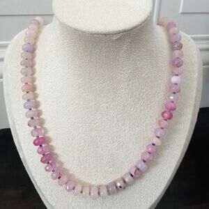Second Bloom Studio Artisan Made Pink Ombre Gemstone Necklace 21" Silver C Clasp